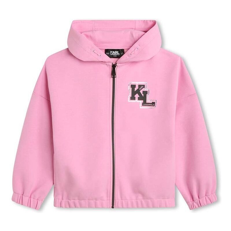 Παιδική μπλούζα Karl Lagerfeld χρώμα: ροζ, με κουκούλα