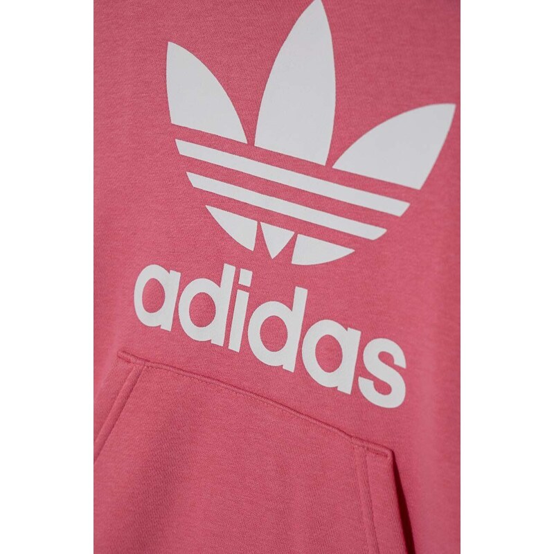 Παιδική μπλούζα adidas Originals TREFOIL HOODIE χρώμα: ροζ, με κουκούλα