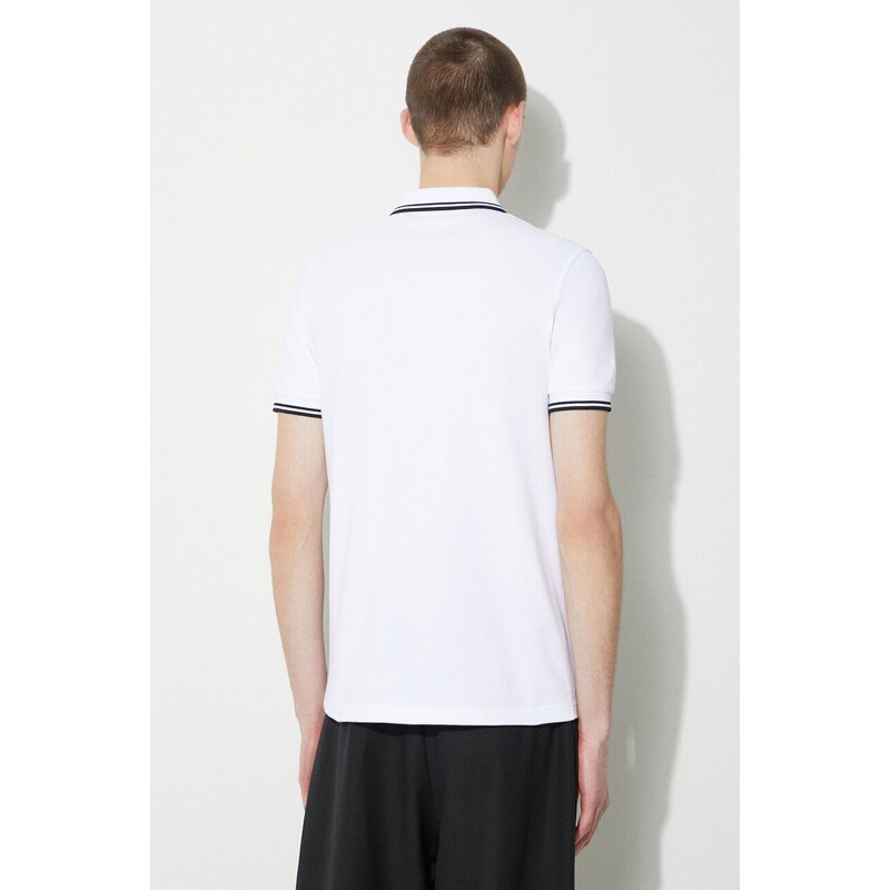 Βαμβακερό μπλουζάκι πόλο Fred Perry Twin Tipped Shirt χρώμα: άσπρο, M3600.200