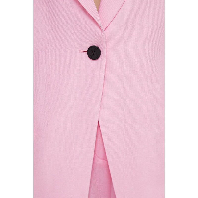 Blazer με μείγμα λινών HUGO χρώμα: ροζ