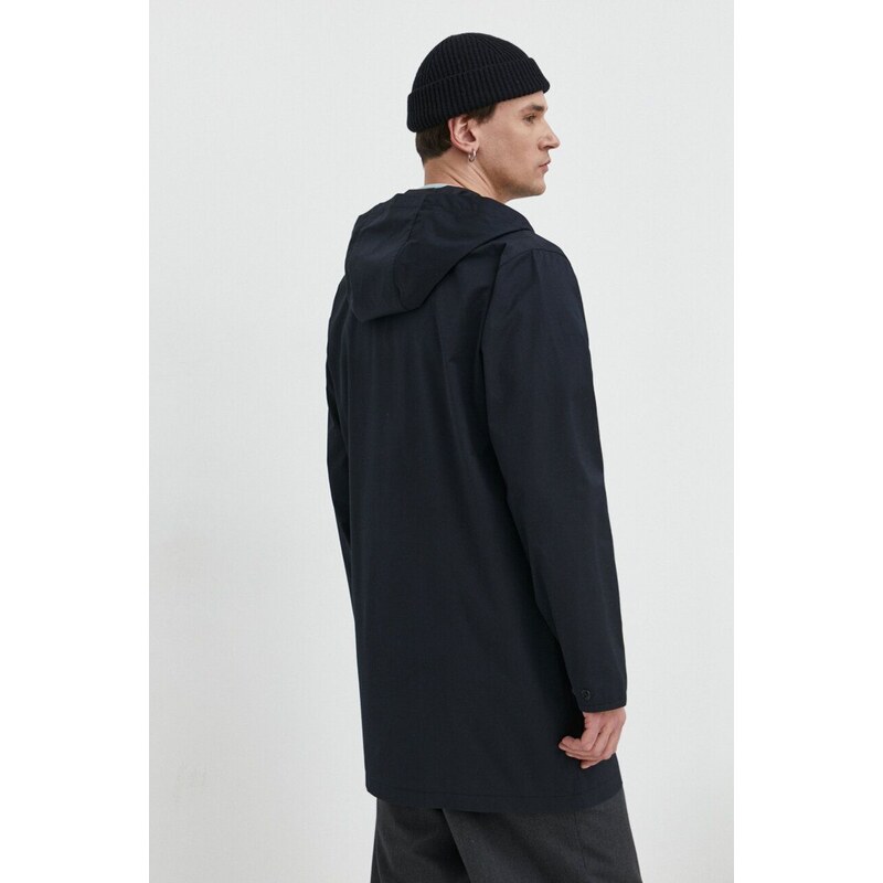 Παλτό Hollister Co. χρώμα: μαύρο