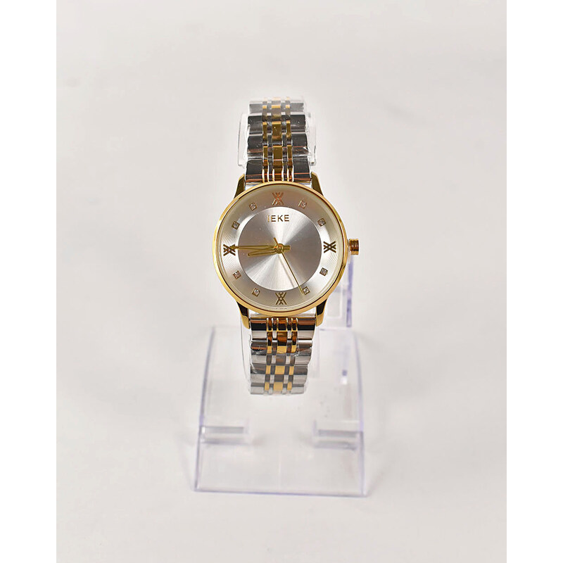 Γυναικείο σετ χρυσό-ασημί ρολόι χειρός και βραχιόλι σε κουτάκι IEKE-88045