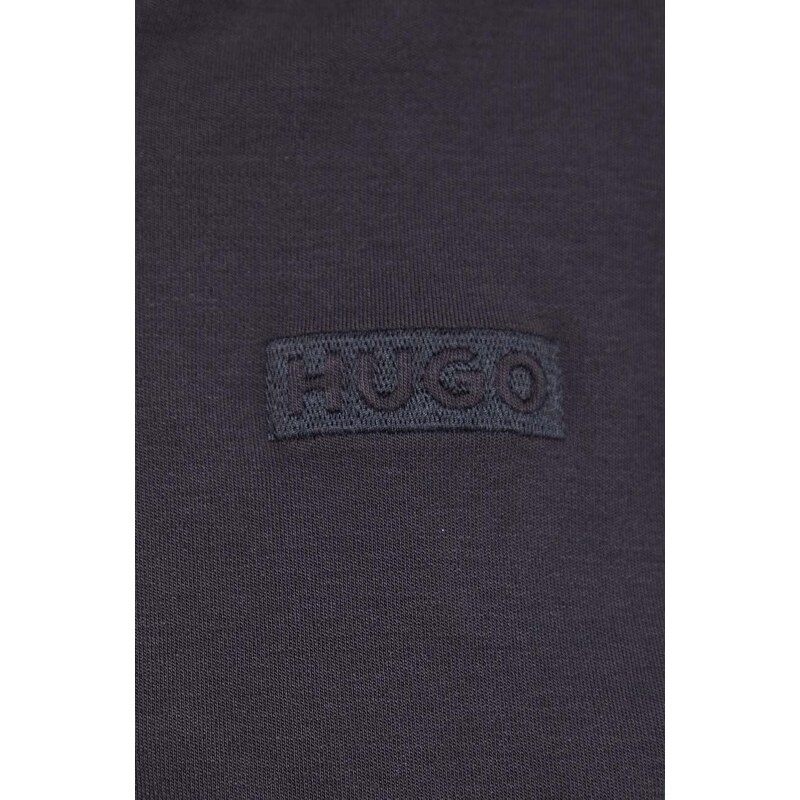 Μπλούζα Hugo Blue χρώμα: γκρι, με κουκούλα