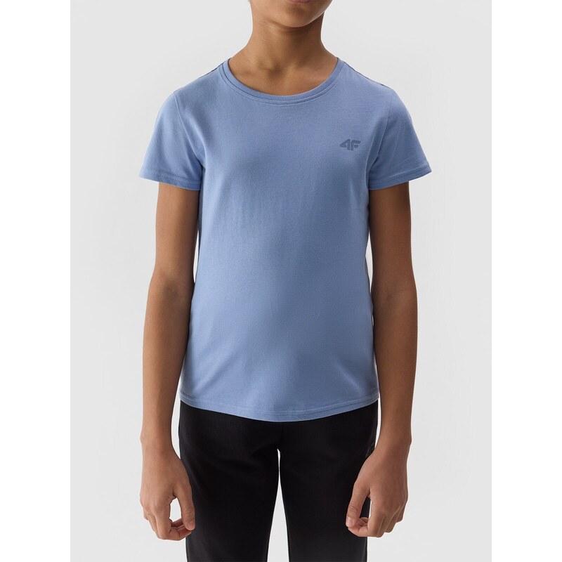 4F Girl's plain T-shirt - navy blue