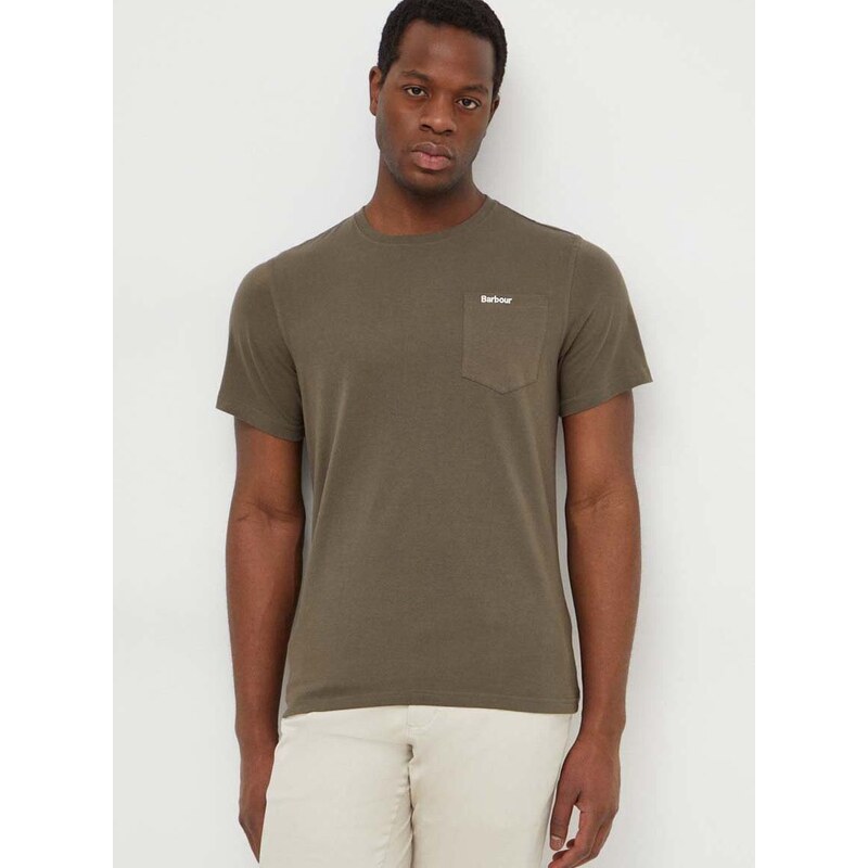 Βαμβακερό μπλουζάκι Barbour χρώμα: πράσινο