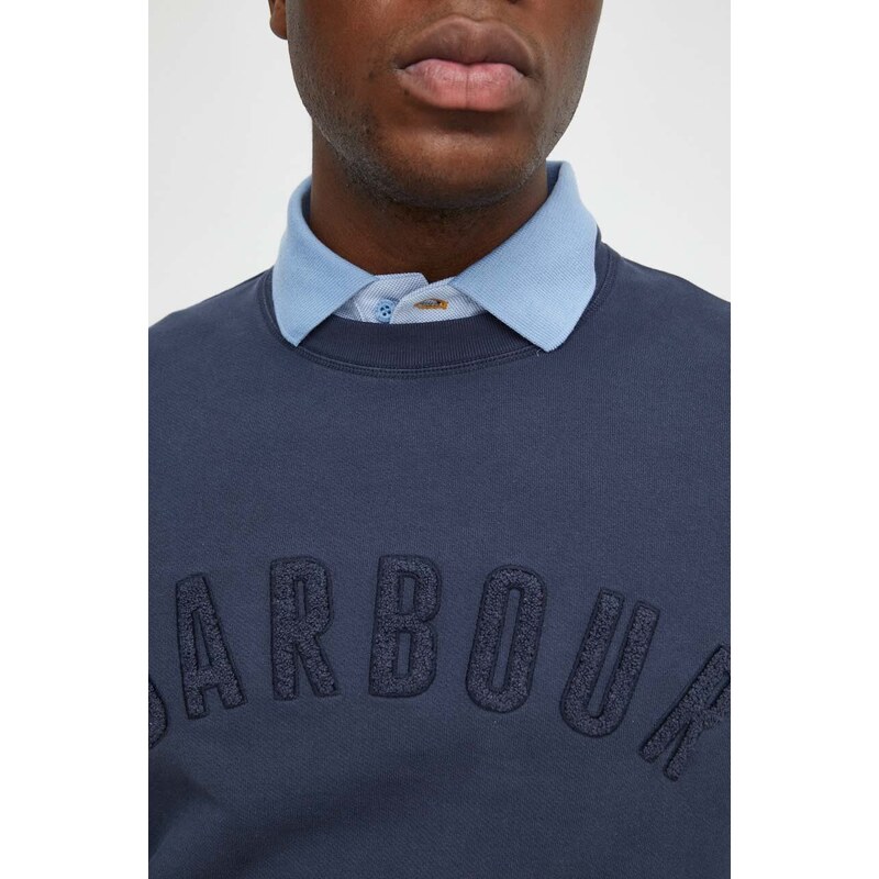 Βαμβακερή μπλούζα Barbour χρώμα: ναυτικό μπλε