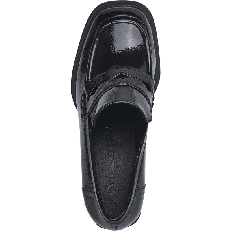 Marco Tozzi Black Patent Ανατομικά Loafers Λουστρίνι με τακούνι Μαύρα (2-24403-41 018)