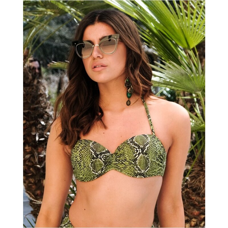 Μαγιό Strapless Rock Club - Snake print - Bikini push-up - Cup B
