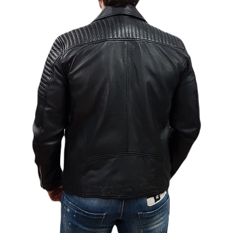 Jack&Jones - 12137020 - Jco Tulsa Leather Jacket - Black - Μπουφάν Δερμάτινο