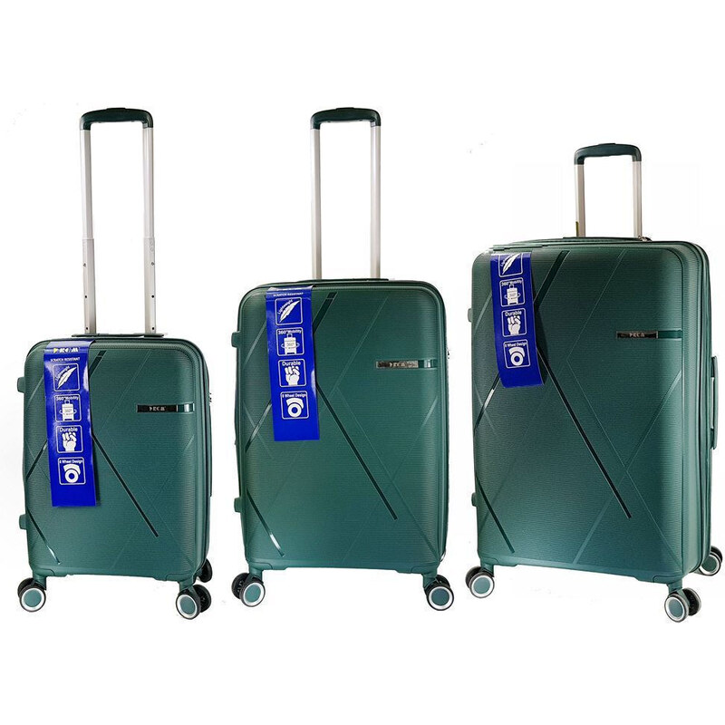 RCM Βαλίτσες Ταξιδιού Πράσινο με 4 Ρόδες Σετ 3τμχ