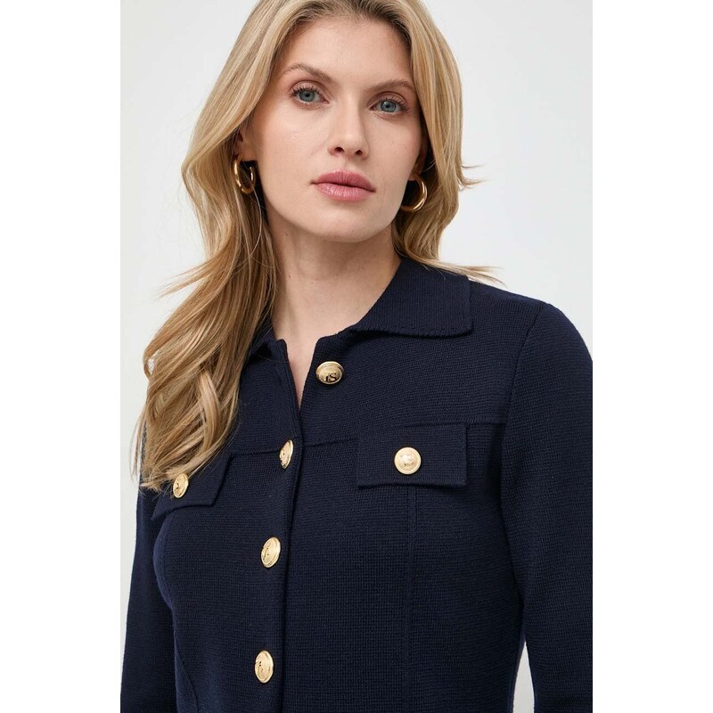 Μάλλινο σακάκι Luisa Spagnoli χρώμα: ναυτικό μπλε