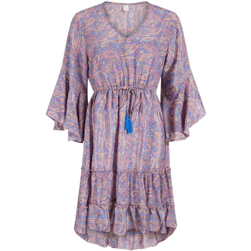 Celestino Εμπριμέ φόρεμα καφτάνι με ελαστική μέση μπλε ραφ για Γυναίκα