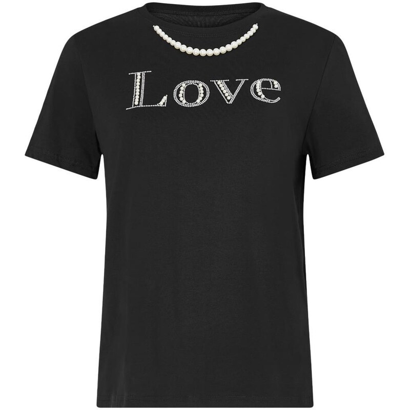 Celestino T-shirt με πέρλες και strass μαυρο για Γυναίκα