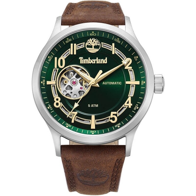 TIMBERLAND LANGERBUCK AUTOMATIC - TDWGE0041902, Silver case with Brown Leather Strap
