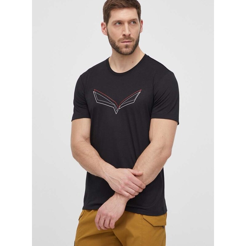 Αθλητικό μπλουζάκι Salewa Pure Eagle Frame Dry χρώμα: μαύρο