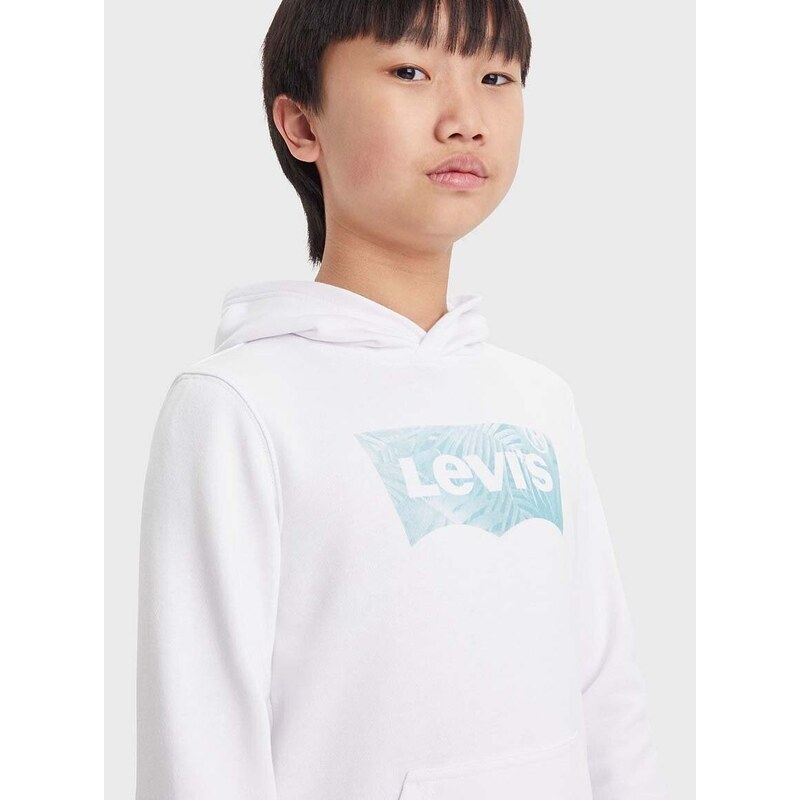Παιδική μπλούζα Levi's LVB PALM BATWING FILL HOODIE χρώμα: άσπρο, με κουκούλα