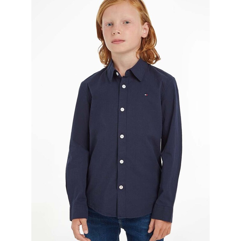 Παιδικό πουκάμισο Tommy Hilfiger χρώμα: ναυτικό μπλε