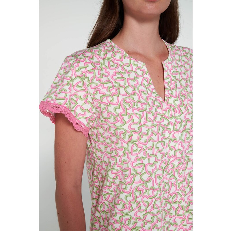 Vamp γυναικείο νυχτικό fucshia pink cotton regular fit 20252