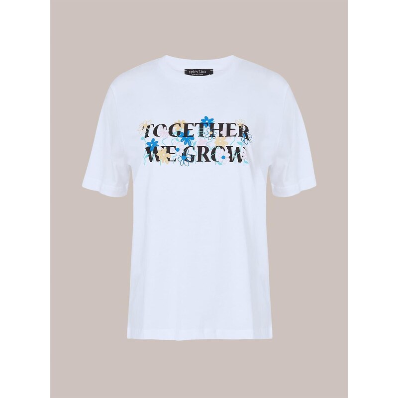 Celestino Unisex βαμβακερό t-shirt together we grow λευκο για Γυναίκα