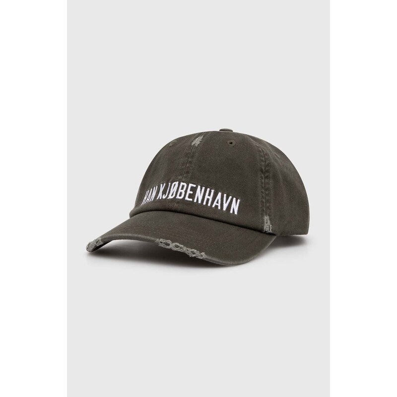 Βαμβακερό καπέλο του μπέιζμπολ Han Kjøbenhavn Distressed Signature Cap χρώμα: πράσινο, A-132999