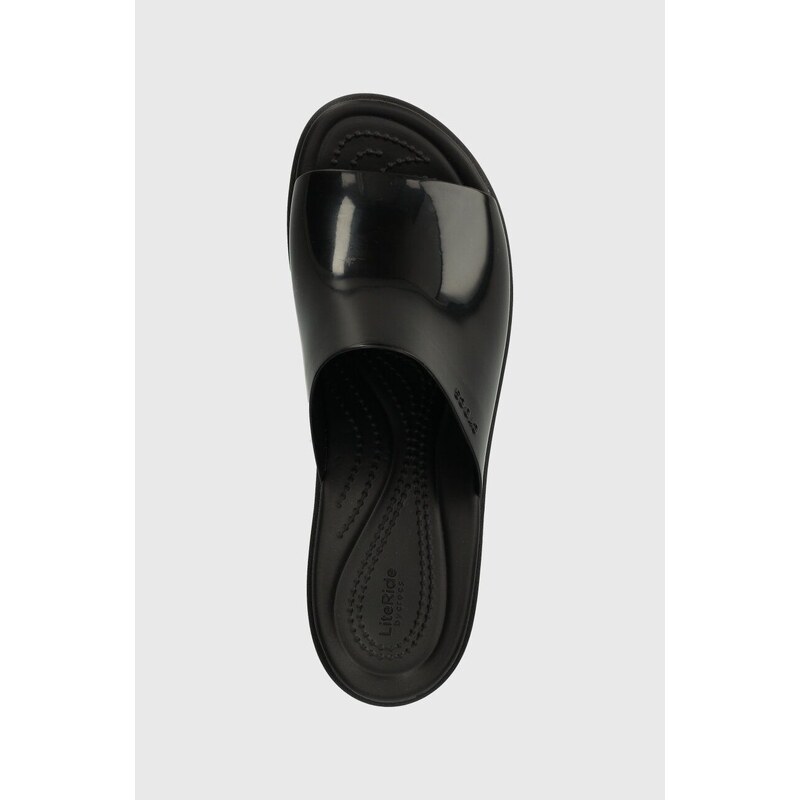 Παντόφλες Crocs Brooklyn High Shine Heel Slide χρώμα: μαύρο, 209709