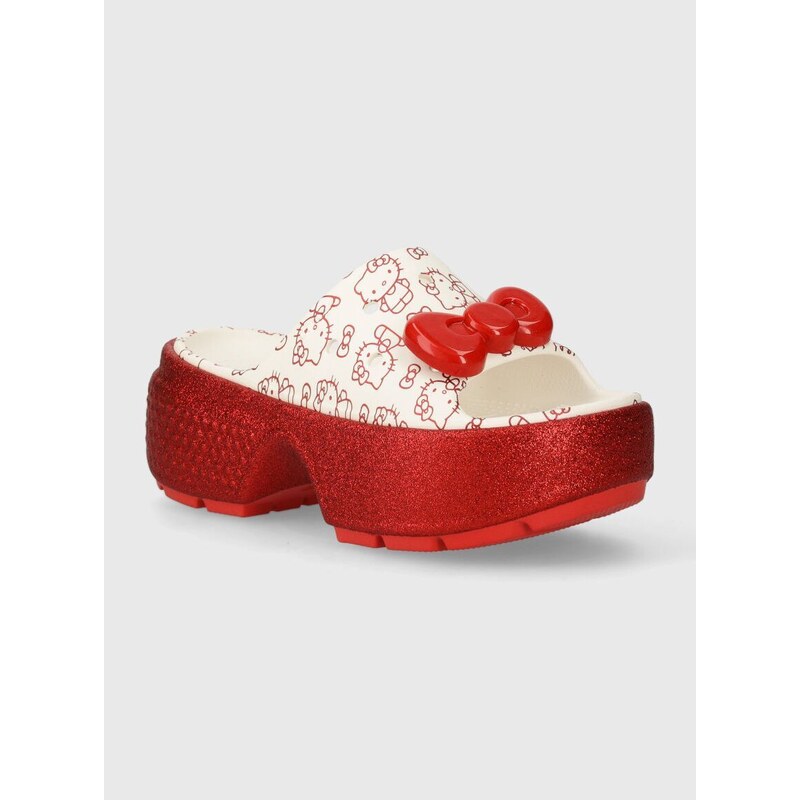 Παντόφλες Crocs Hello Kitty Stomp Slide χρώμα: άσπρο, 209815