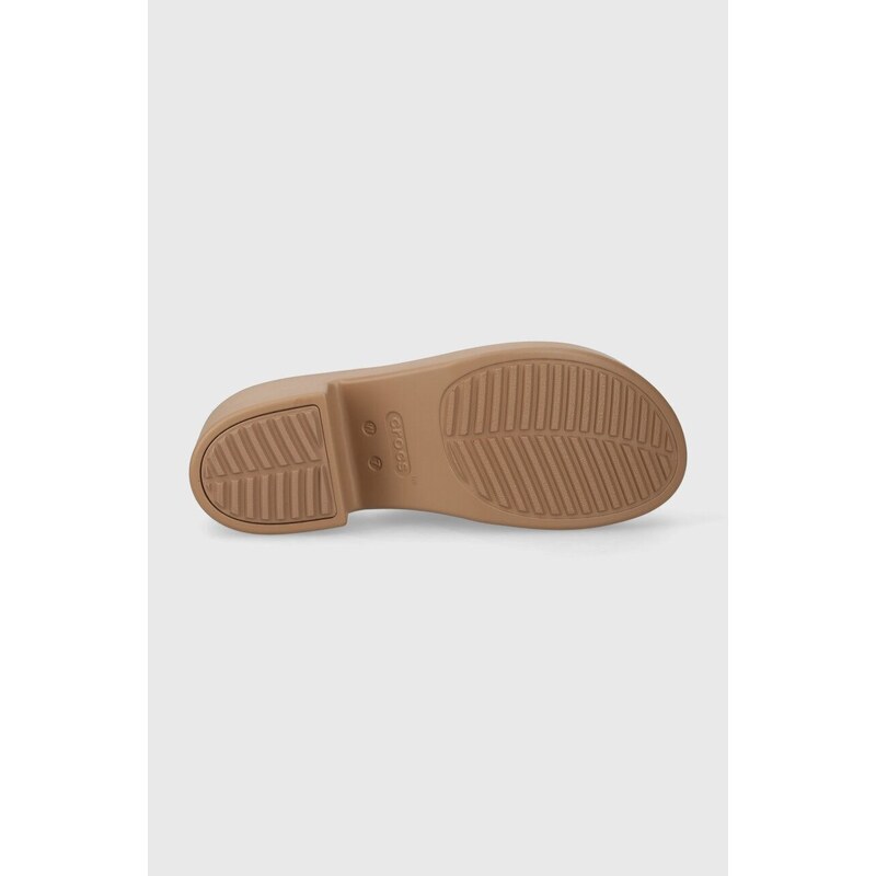 Παντόφλες Crocs Brooklyn High Shine Heel Slide χρώμα: καφέ, 209709