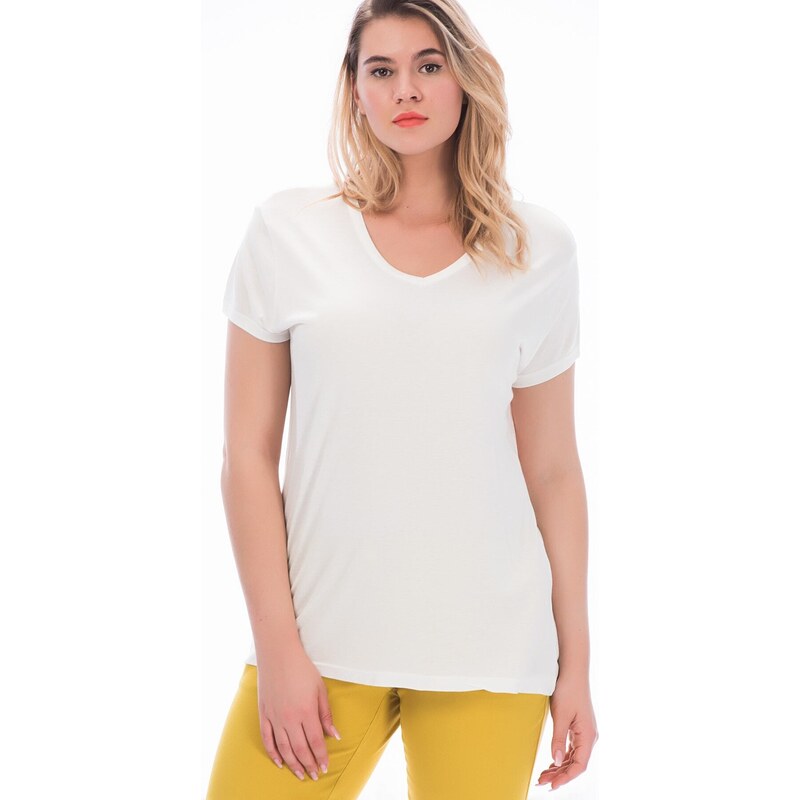 Şans T-Shirt συν μέγεθος - Λευκό - Κανονική εφαρμογή