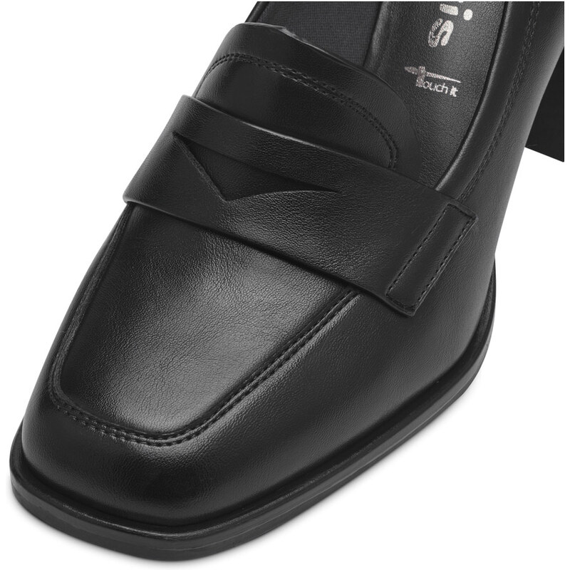 Tamaris Vegan Black Matt Ανατομικά Loafers με τακούνι Μαύρα (1-24438-41 020)