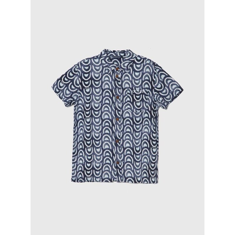 Παιδικό πουκάμισο από λινό μείγμα Guess χρώμα: ναυτικό μπλε