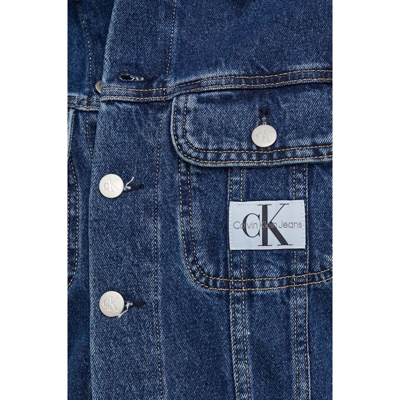 Τζιν μπουφάν Calvin Klein Jeans χρώμα: ναυτικό μπλε