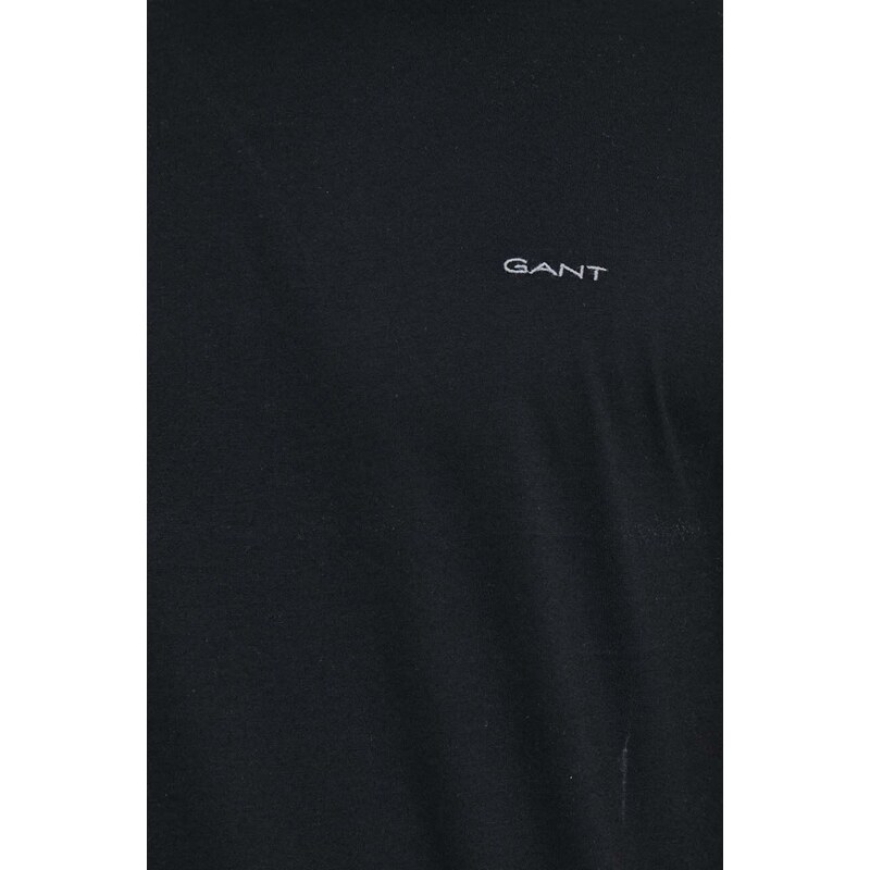 Βαμβακερό μπλουζάκι Gant ανδρικά, χρώμα: μαύρο