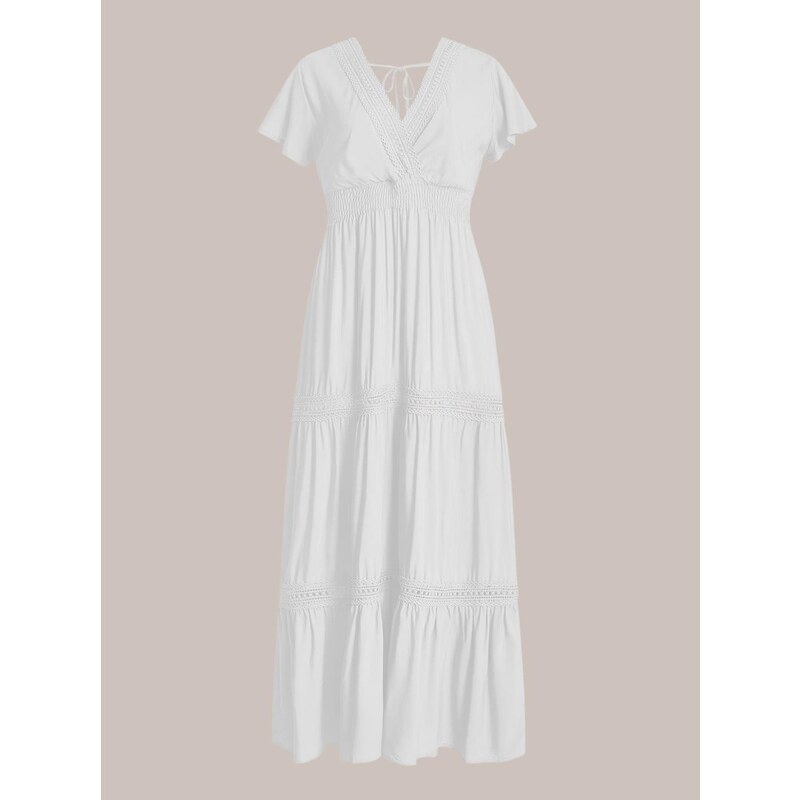 Celestino Κρουαζέ maxi φόρεμα με βαμβάκι λευκο για Γυναίκα