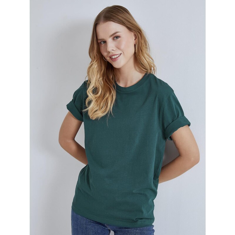 Celestino Unisex βαμβακερό t-shirt πετρολ για Γυναίκα