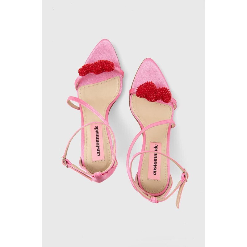 Σανδάλια Custommade Amy Satin Heart χρώμα: ροζ, 000401098