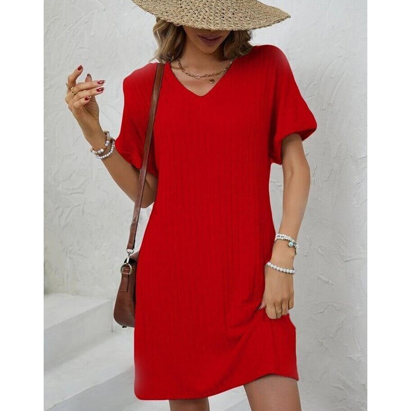 Creative Φόρεμα - κώδ. 30655 - κόκκινο