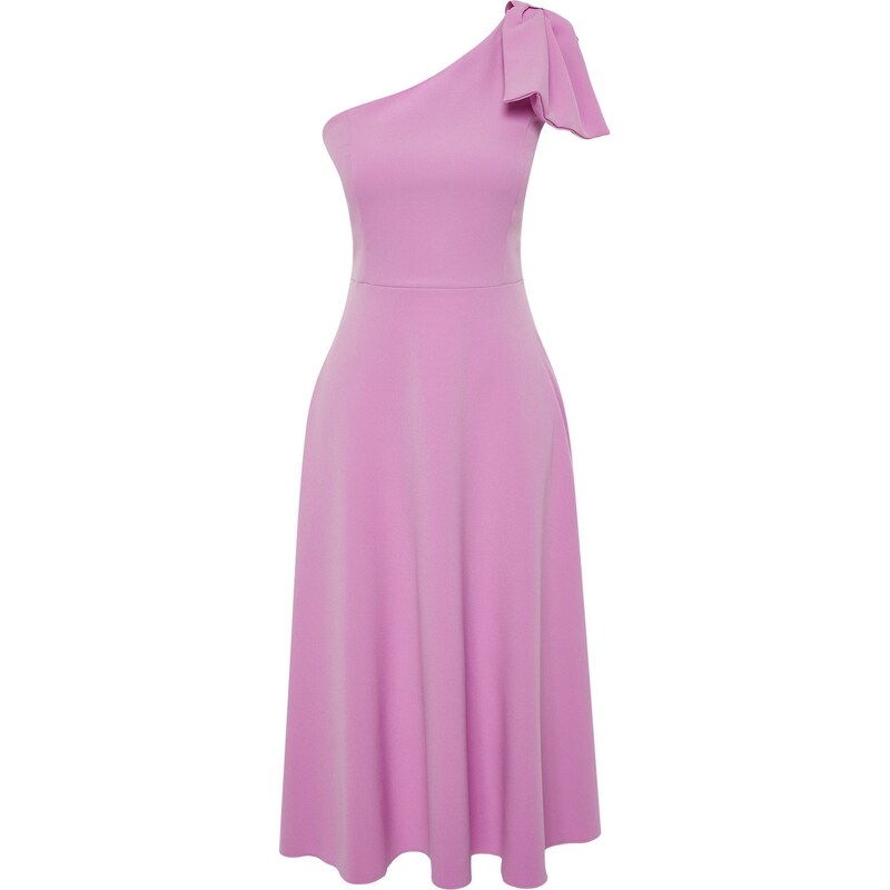 Trendyol Pink Bow Detailed Woven Elegant Evening Dress
