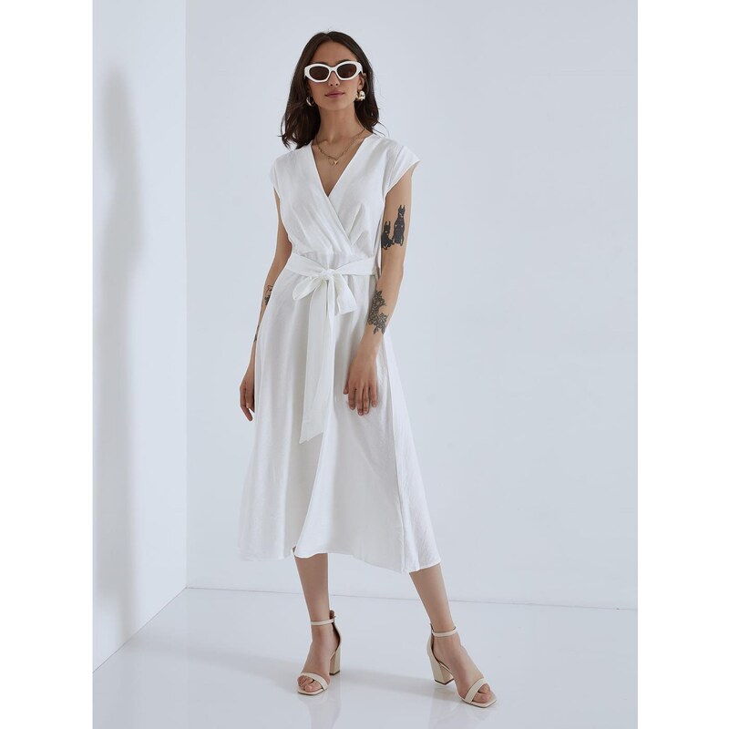 Celestino Midi φόρεμα με δέσιμο λευκο για Γυναίκα
