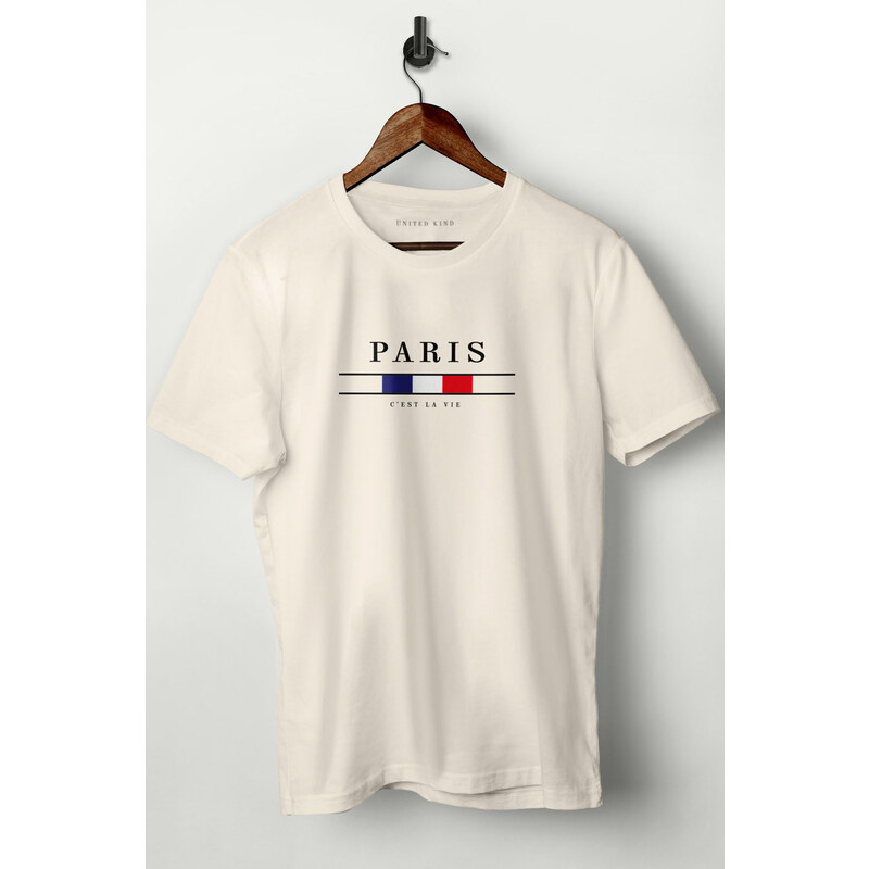 UnitedKind Paris La Vie, T-Shirt σε εκρού χρώμα