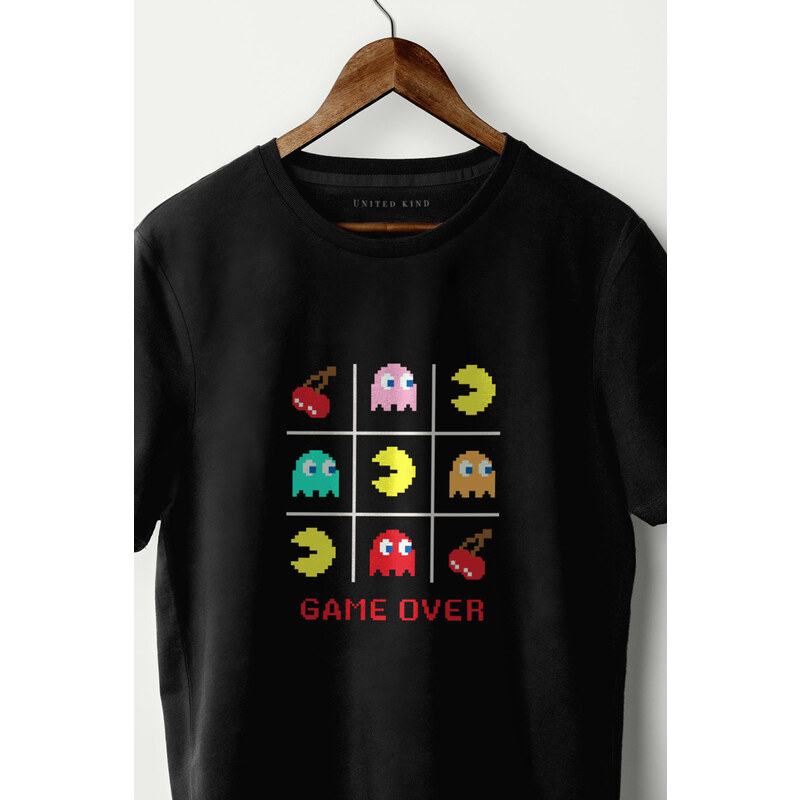 UnitedKind Retro Game Over, T-Shirt σε μαύρο χρώμα