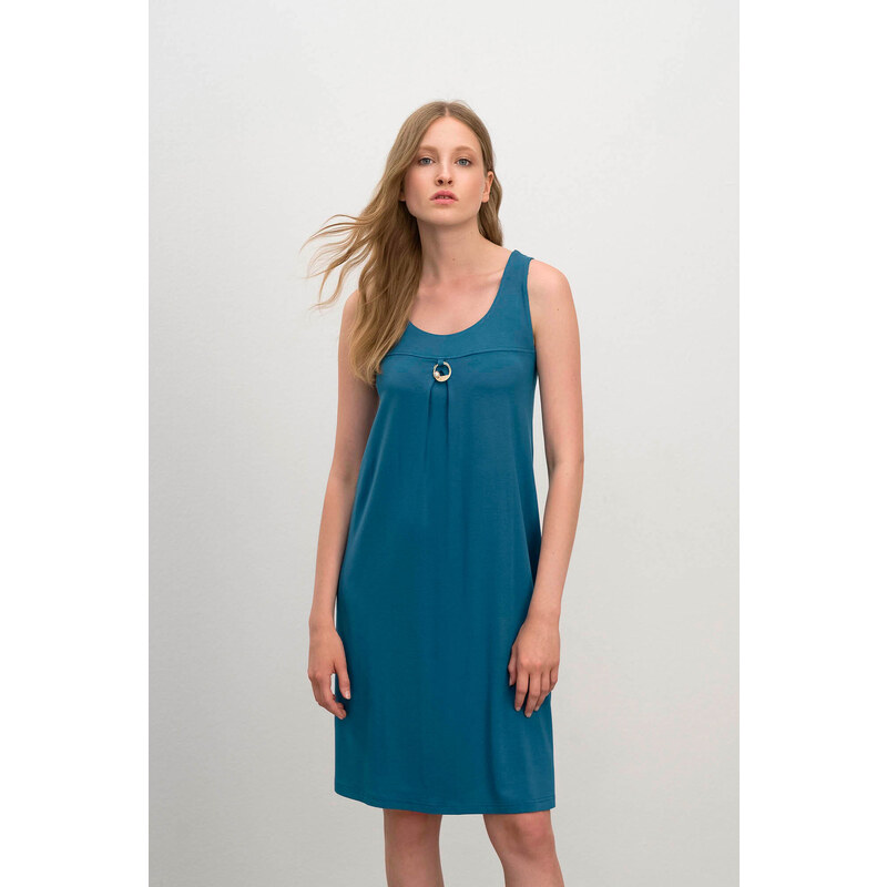 Vamp - Μονόχρωμο Αμάνικο Φόρεμα - BLUE MOROCCAN