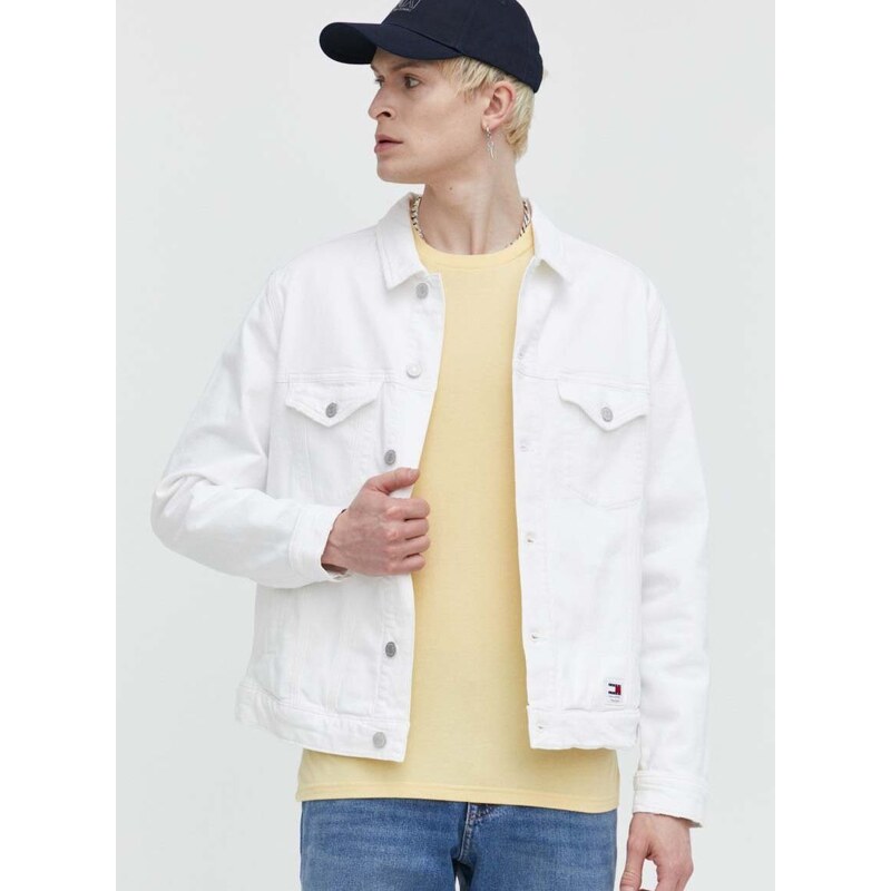 Τζιν μπουφάν Tommy Jeans ανδρικό, χρώμα: άσπρο