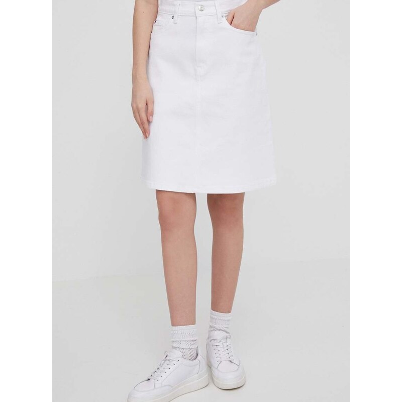 Τζιν φούστα Tommy Hilfiger χρώμα: άσπρο