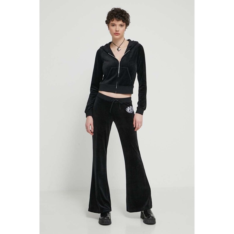Μπλούζα Juicy Couture χρώμα: μαύρο, με κουκούλα