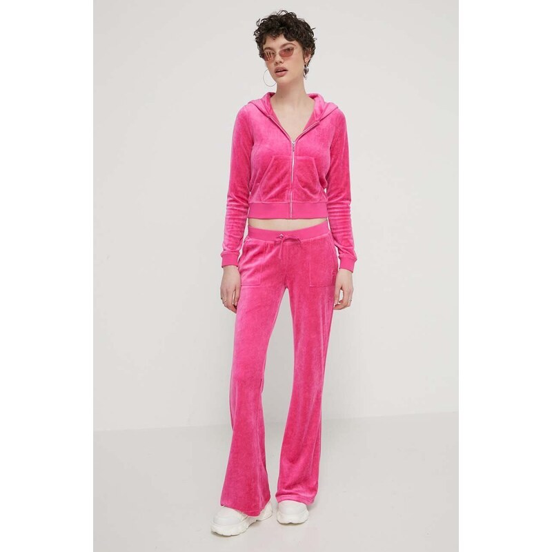 Μπλούζα Juicy Couture χρώμα: ροζ, με κουκούλα