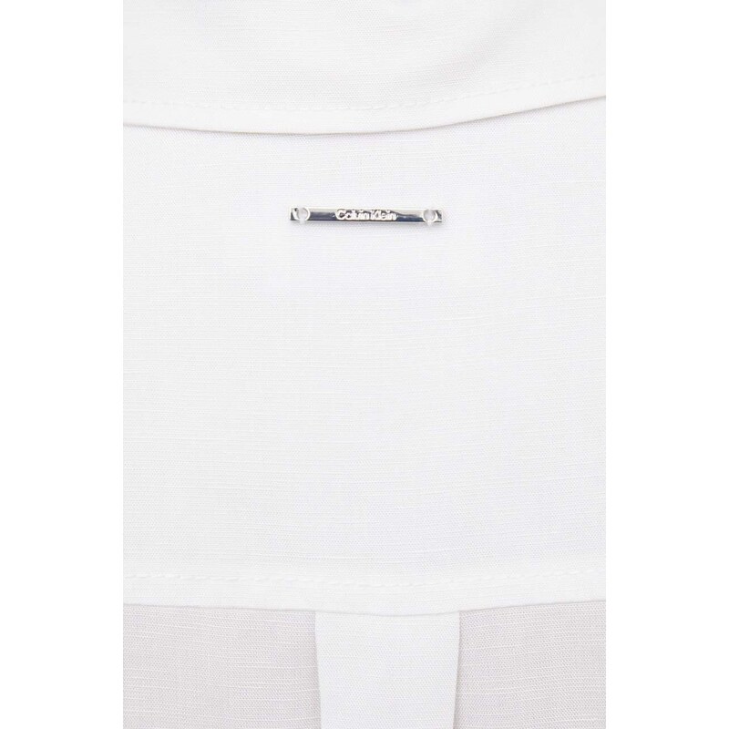 Πουκάμισο με μείγμα από λινό Calvin Klein χρώμα: άσπρο