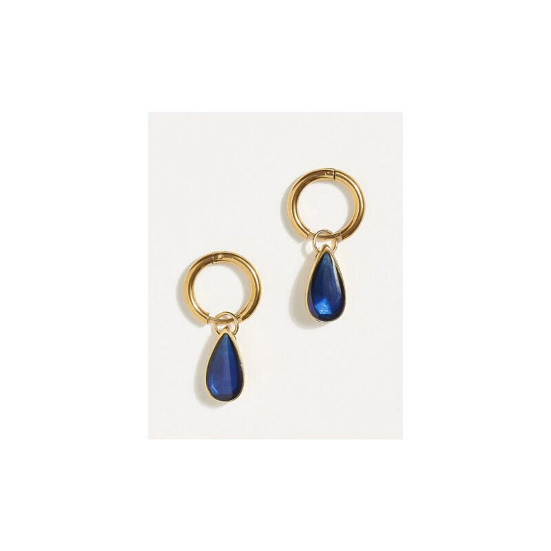 Gkstores Tivoli σκουλαρίκια με μπλε σμάλτο και χρυσό υποαλλεργικo κούμπωμα κρίκο