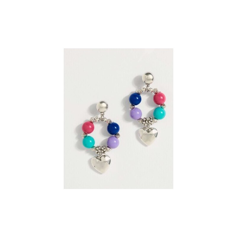 Gkstores SIREN σκουλαρίκι με χρωματιστές ακρυλικές χάντρες, και επάργυρα στοιχεία