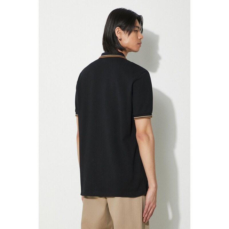 Βαμβακερό μπλουζάκι πόλο Fred Perry Twin Tipped Shirt χρώμα: μαύρο, M3600.U97