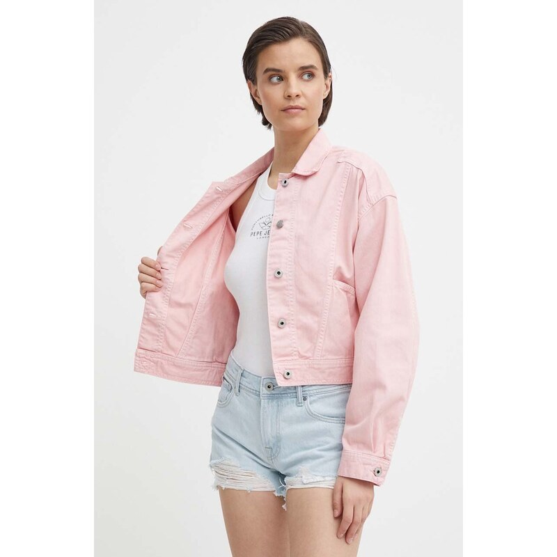 Τζιν μπουφάν Pepe Jeans χρώμα: ροζ